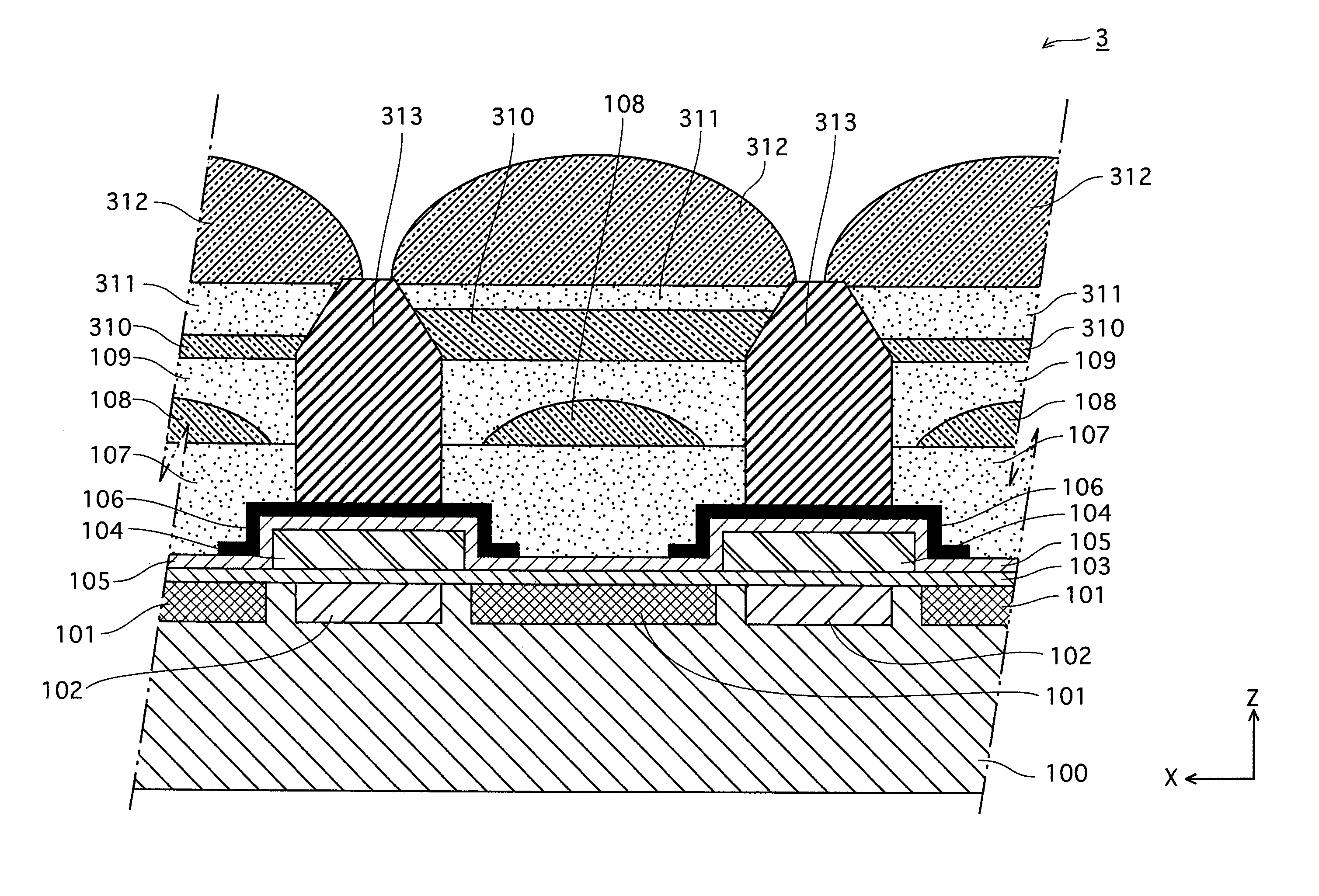 Solid state imaging device in which a plurality of imaging pixels are arranged two-dimensionally, and a manufacturing method for the solid state imaging device