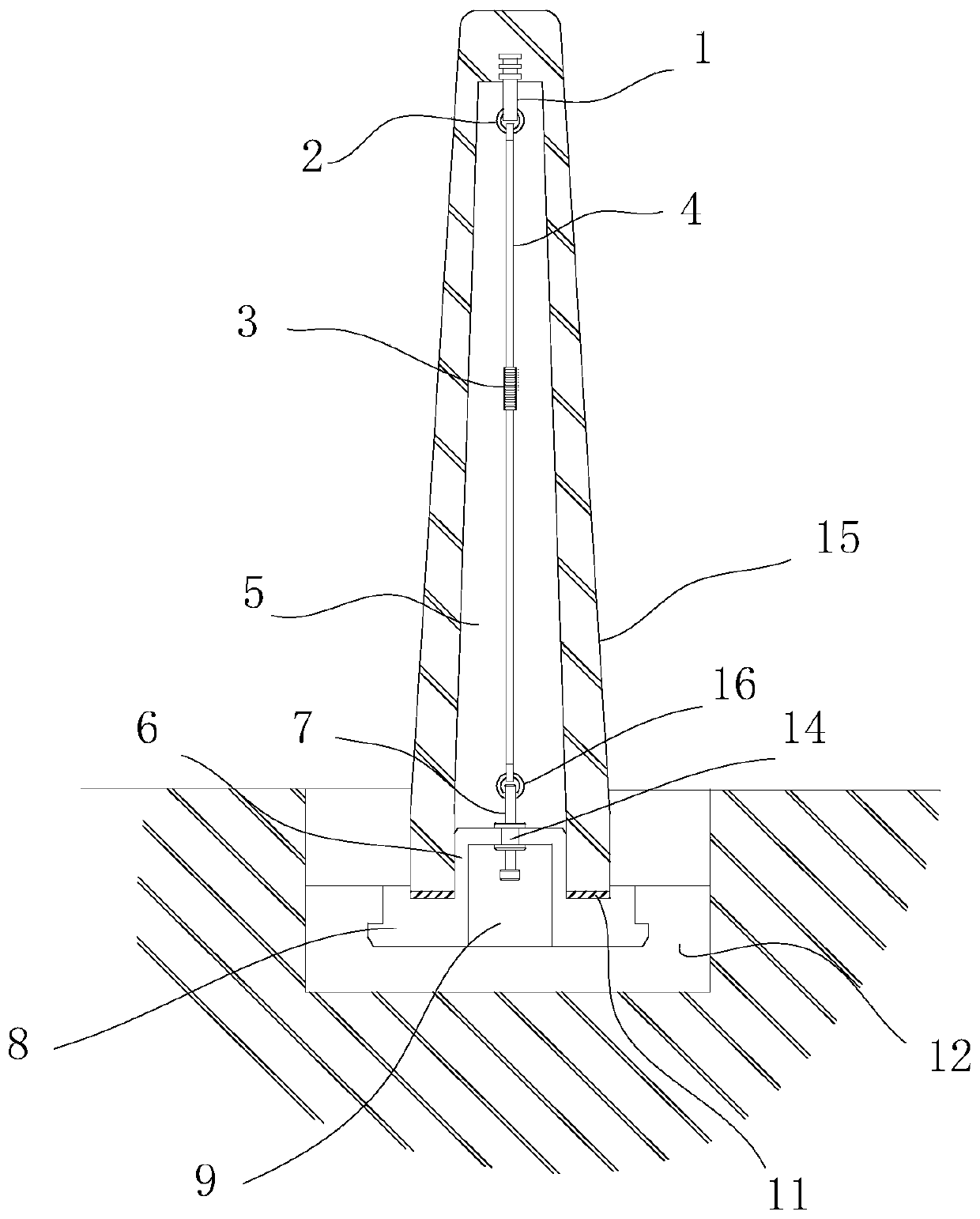 Pole tower fastening structure