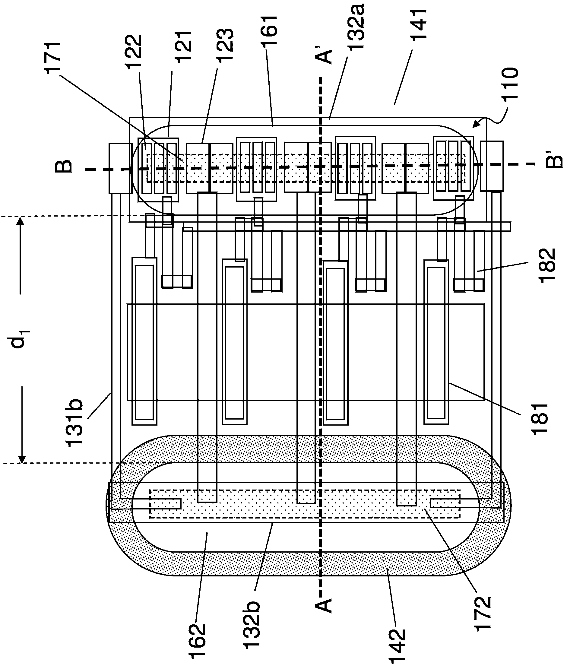 Heterojunction bipolar transistor layout structure