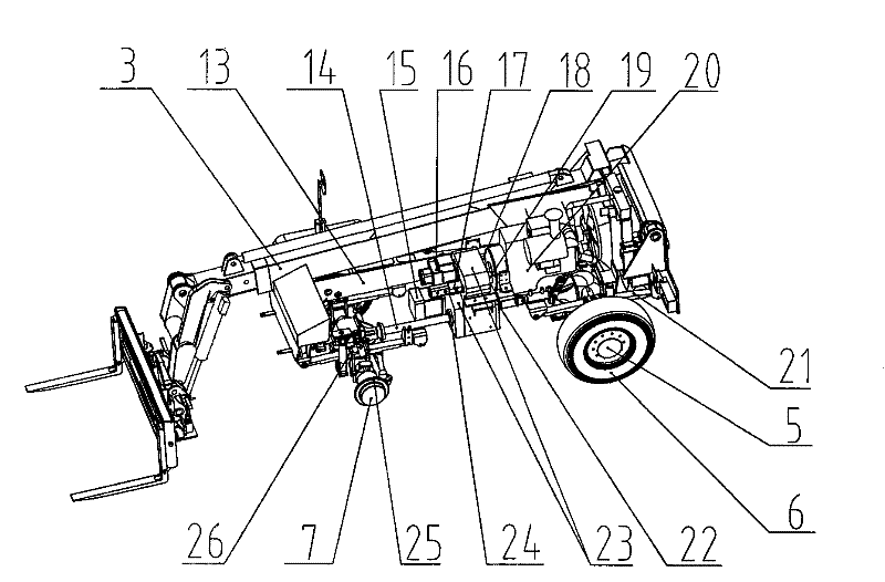 All-terrain high-speed telescopic arm forklift truck