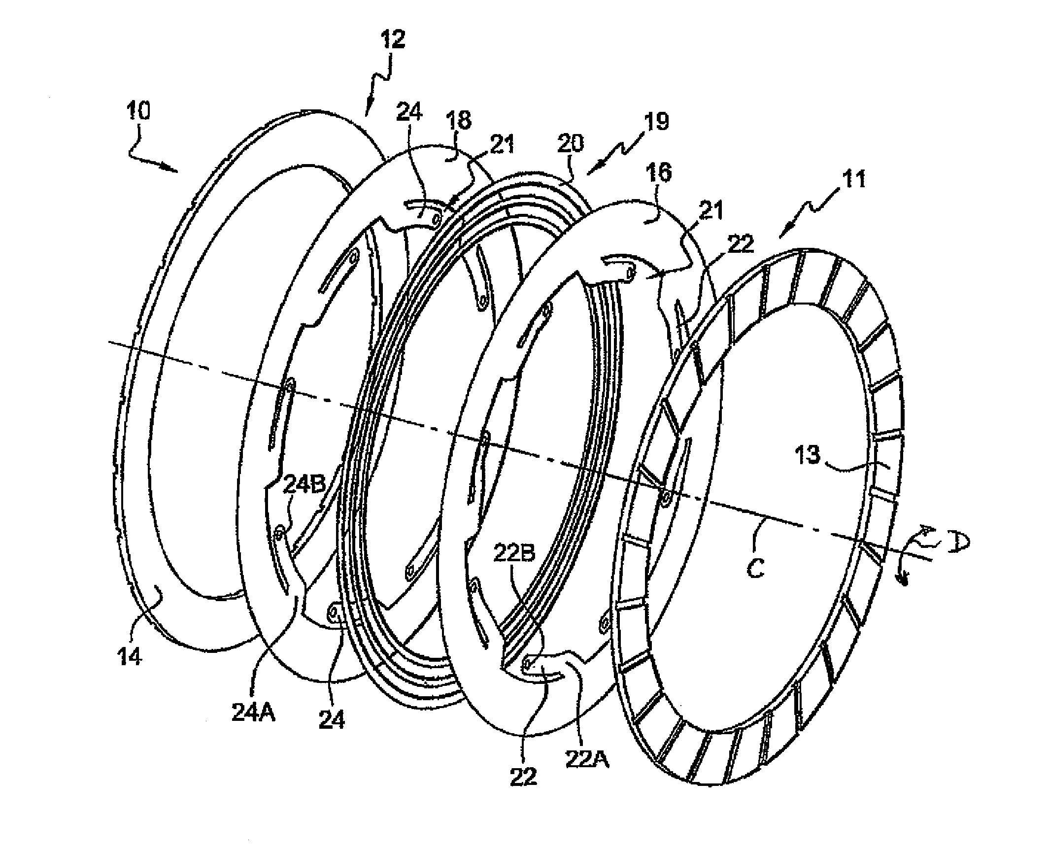Friction device for a clutch, particularly of a motor vehicle