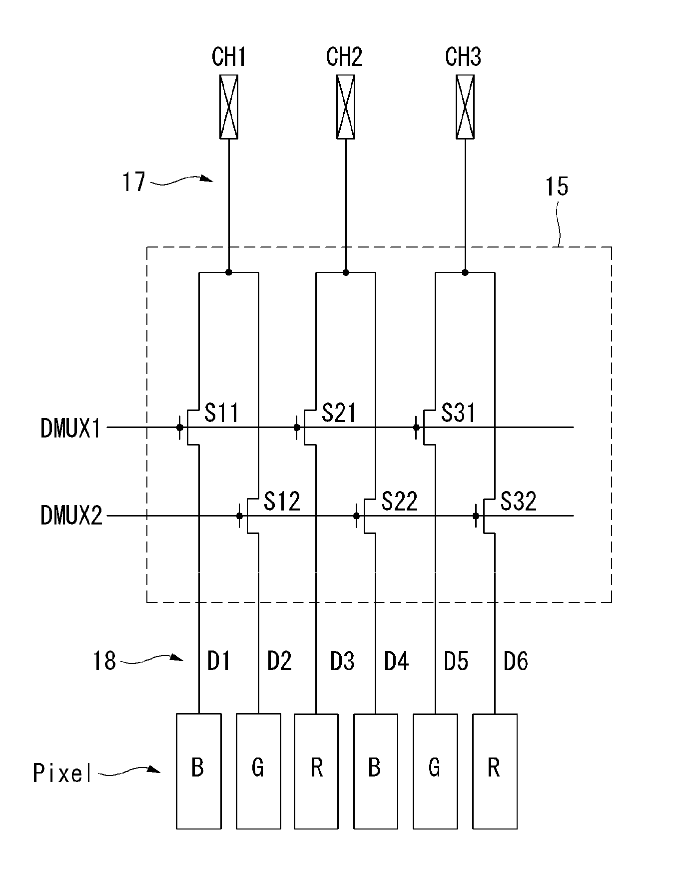 Display Device Using a Demultiplexer Circuit