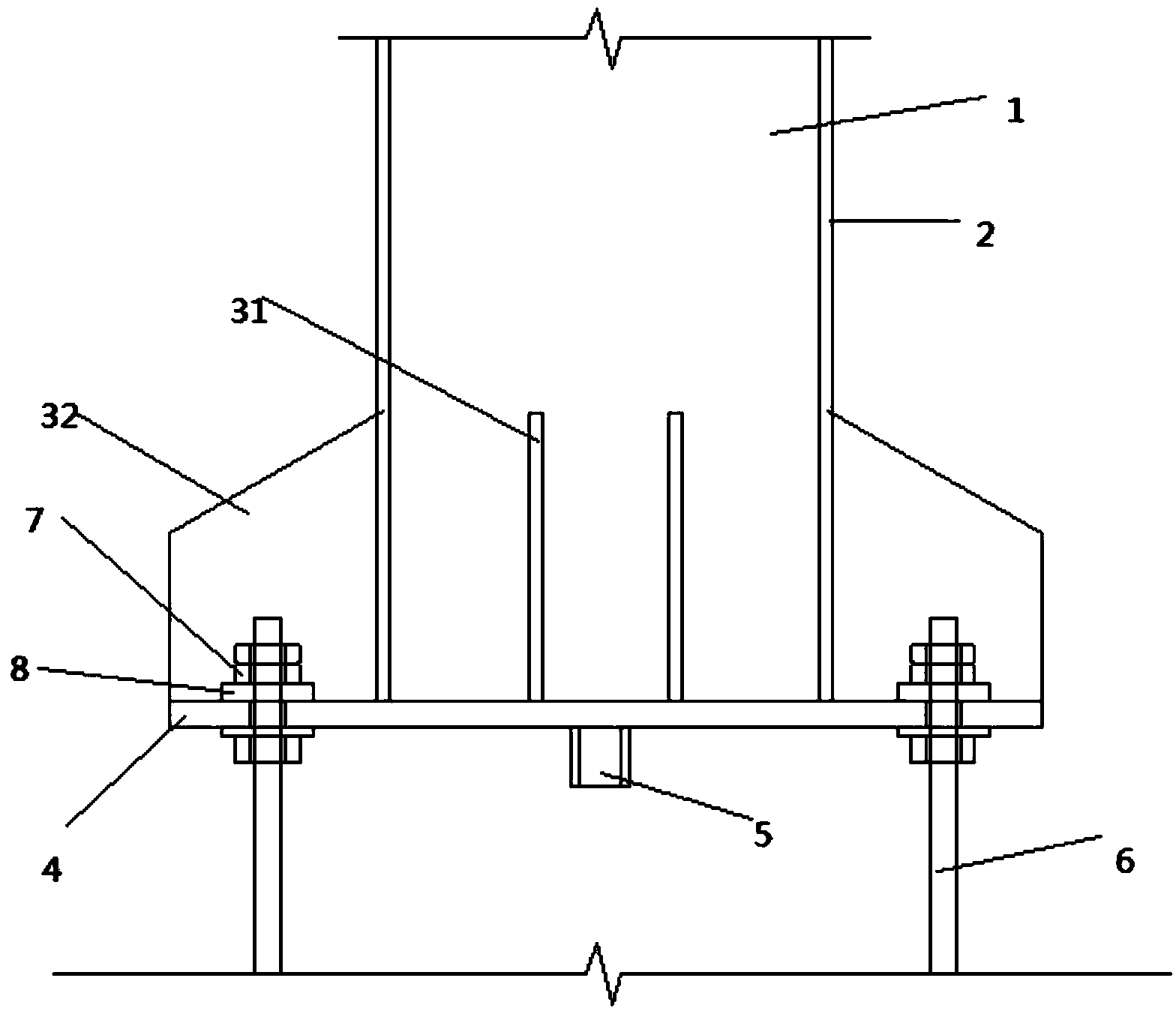 Solid joint column base structure