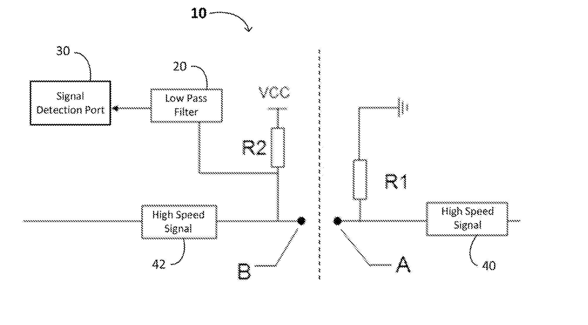 DC Level Detection Circuit Between High Speed Signal Line Connecting Ports, A System Including the Circuit, and Methods of Making and Using the Same