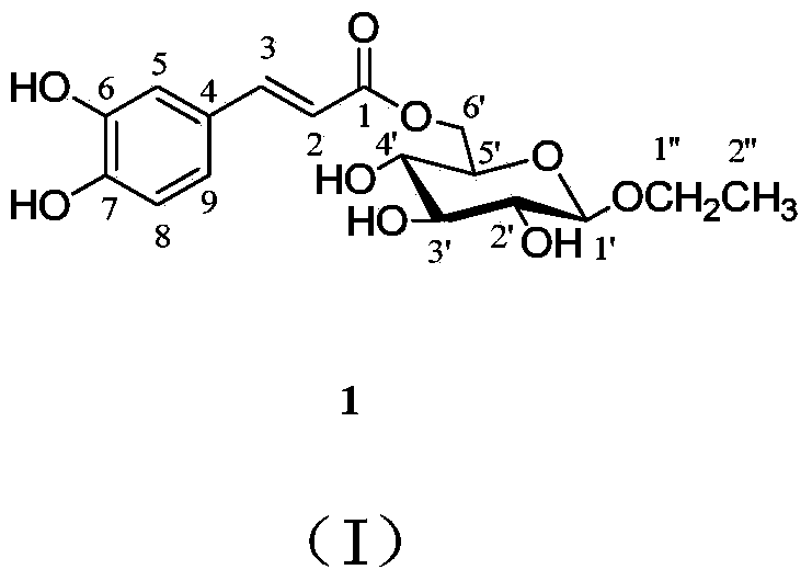 1-O-ethyl-6-O-caffeoyl-beta-D-glucopyranose,1 and pharmaceutical composition and application thereof