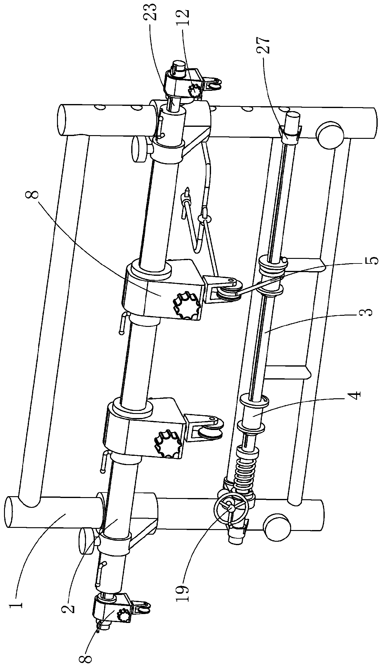 Orthopedic traction device with adjustable included angle and self-locking function