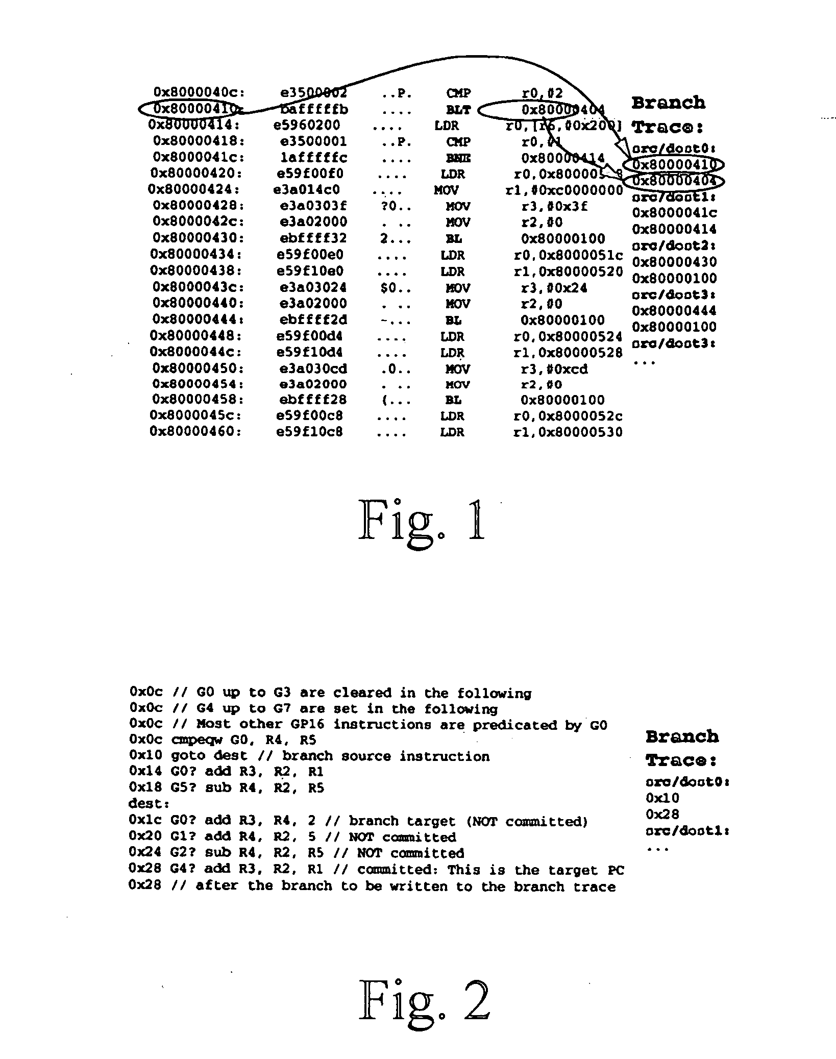 Branch tracing generator device for a microprocessor and microprocessor equipped with such a device