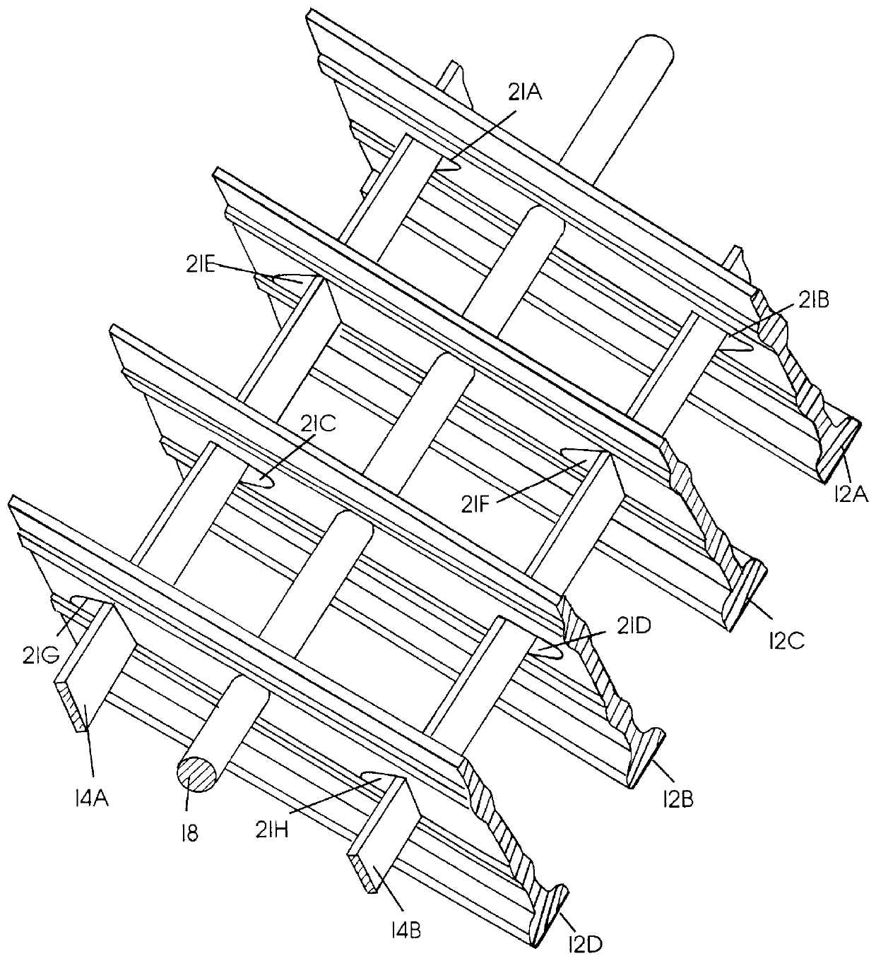 Automated weldless inter-locking grating assembly for bridge decks and like structures