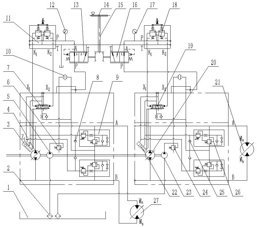 Integral hydrostatic driving vehicle steering wheel steering device and control system in underground coal mine