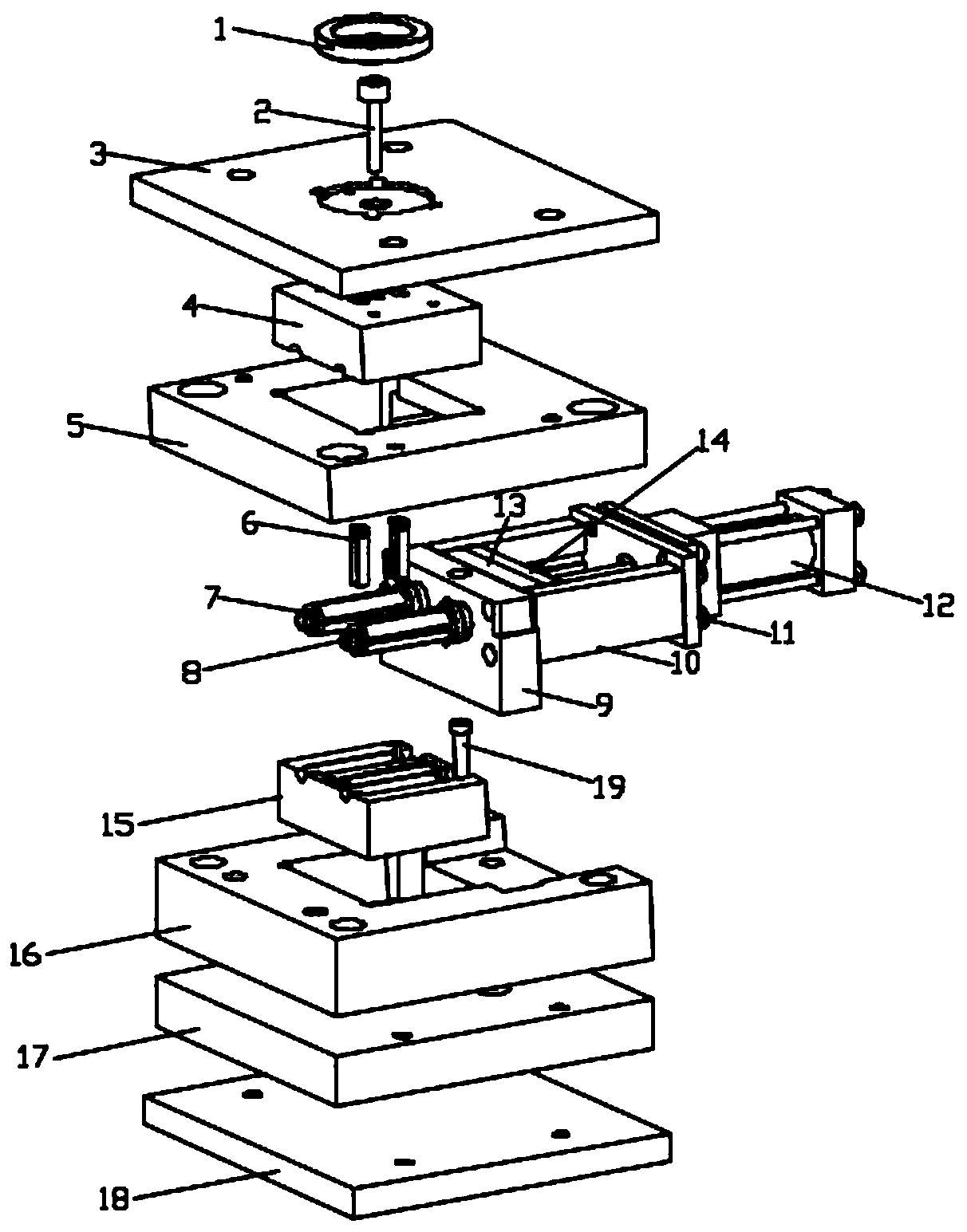 Mould provided with suspension type core-pulling rod screen placing structure