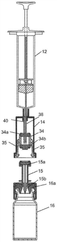 Assembly for open liquid drug transfer system and robotic system employing said assembly