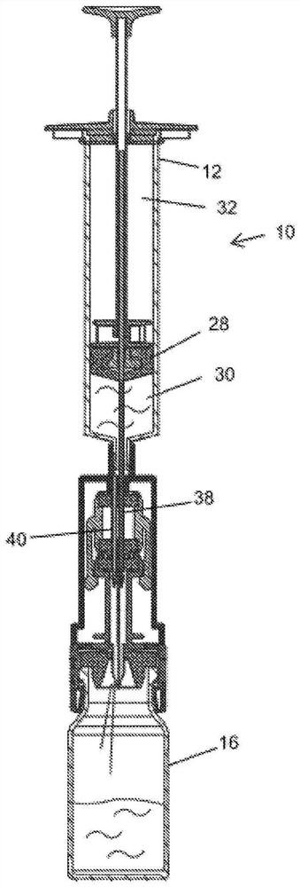 Assembly for open liquid drug transfer system and robotic system employing said assembly