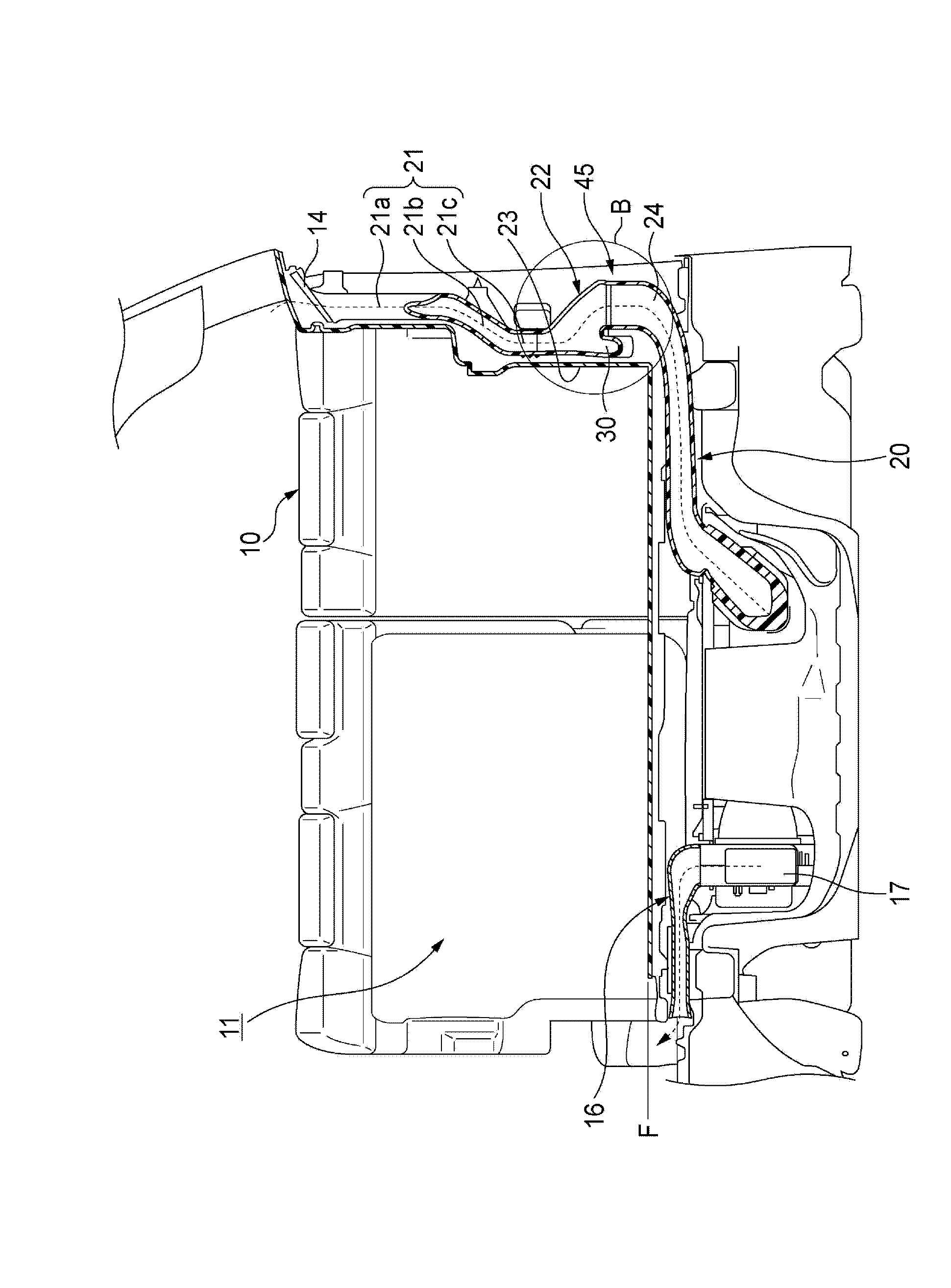 Cooling structure of battery used for vehicle