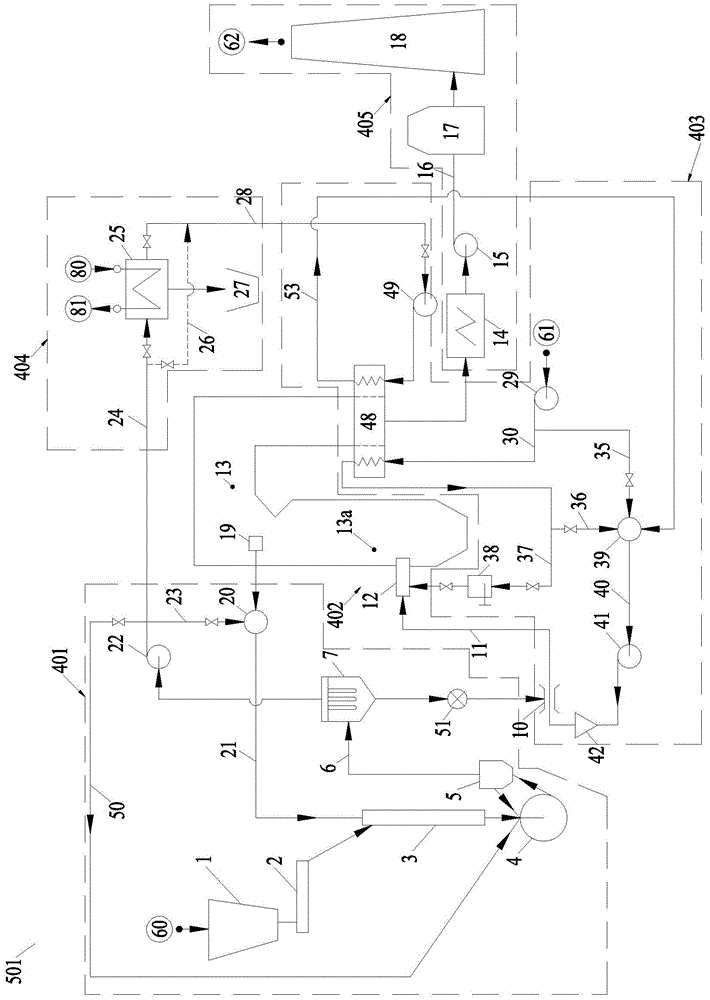 Furnace smoke drying closed pulverization coal-fired boiler unit with exhaust water recovery