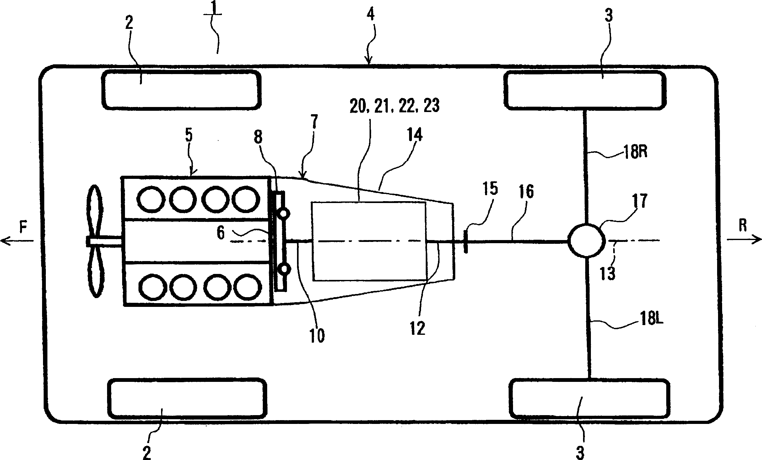 Hybrid drive device and automobile mounted with device