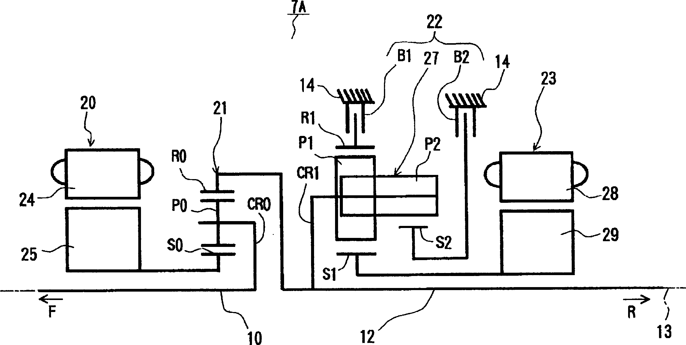 Hybrid drive device and automobile mounted with device