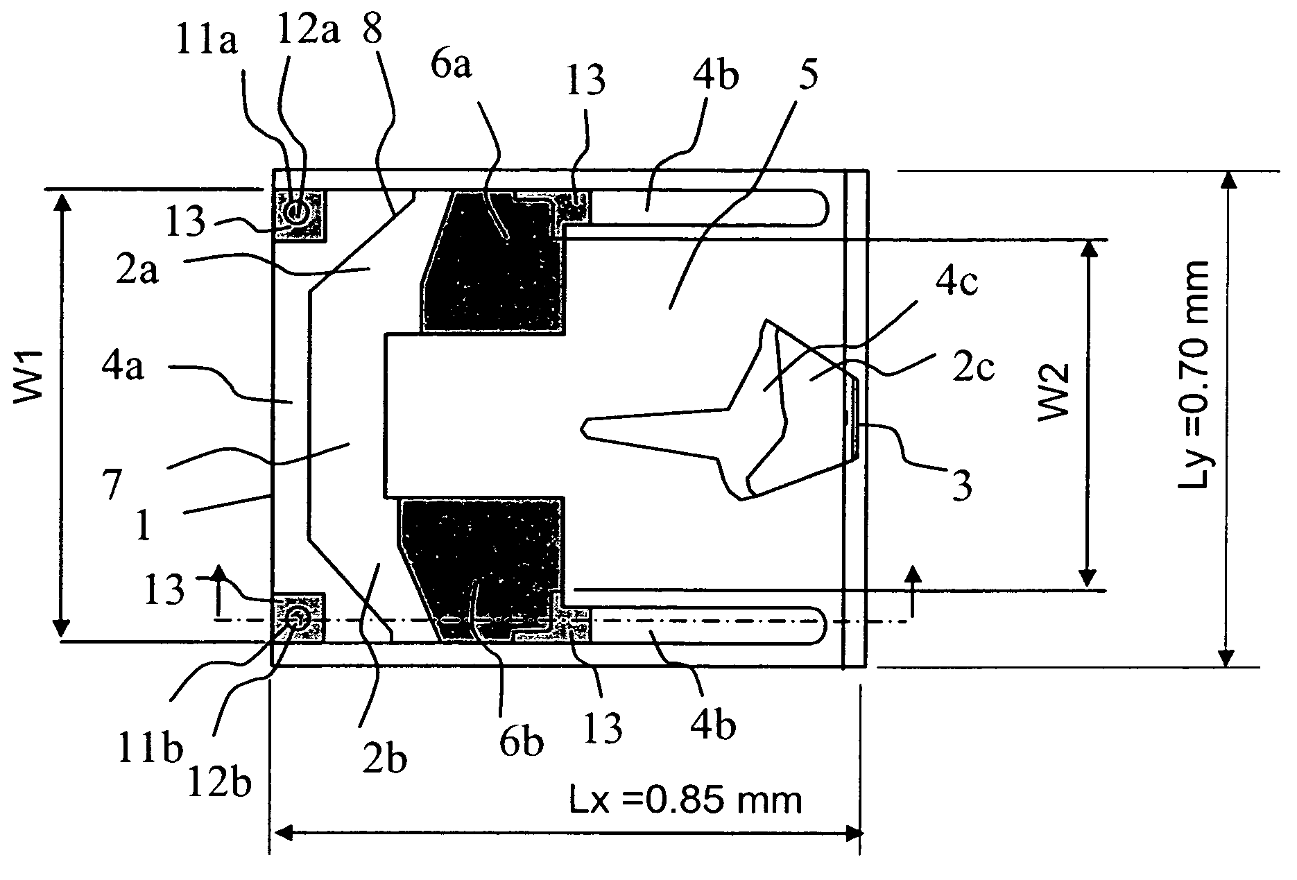 Magnetic disk slider having improved inclination margins in a rolling direction