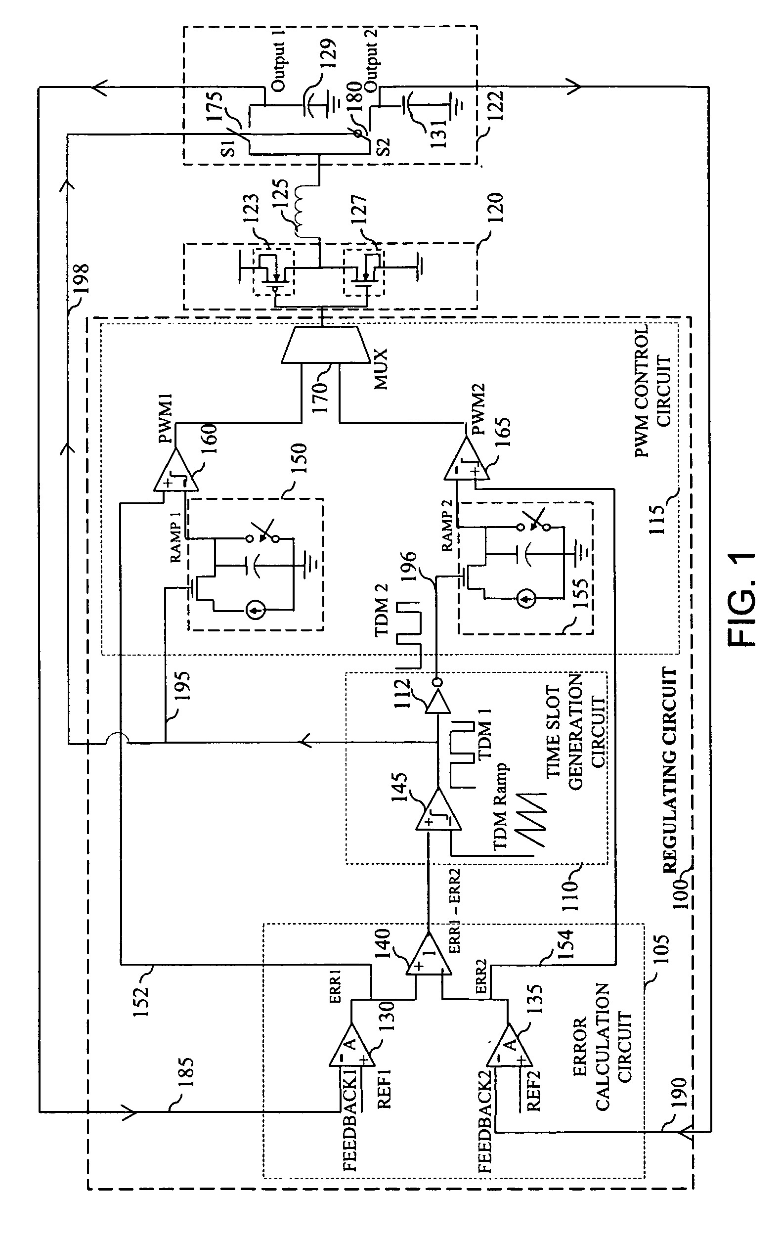 Single inductor multiple output switching devices