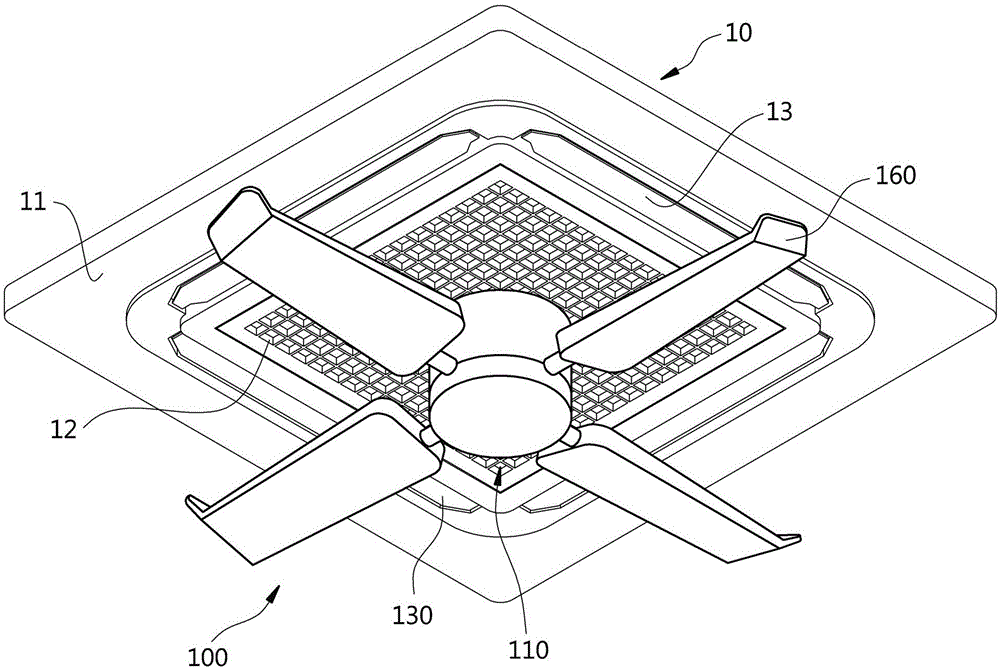 Self generating type clean air diffusion fan for 4-direction ceiling-mounted cassette type air conditioner