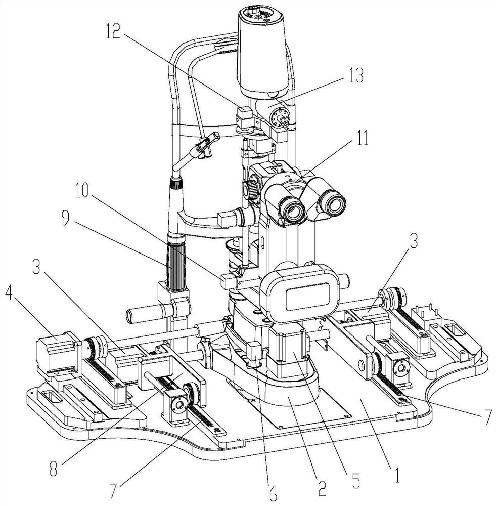 Automatic adjustment slit lamp microscope device and control system thereof