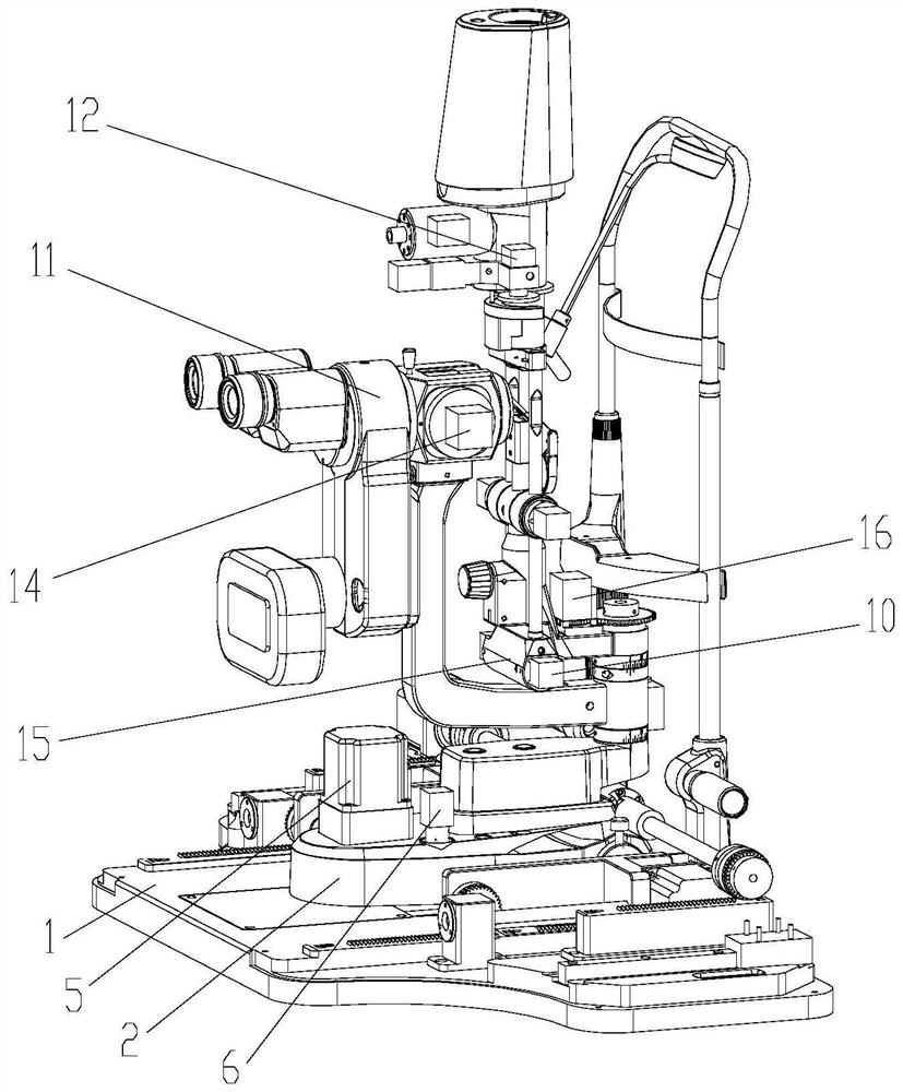 Automatic adjustment slit lamp microscope device and control system thereof