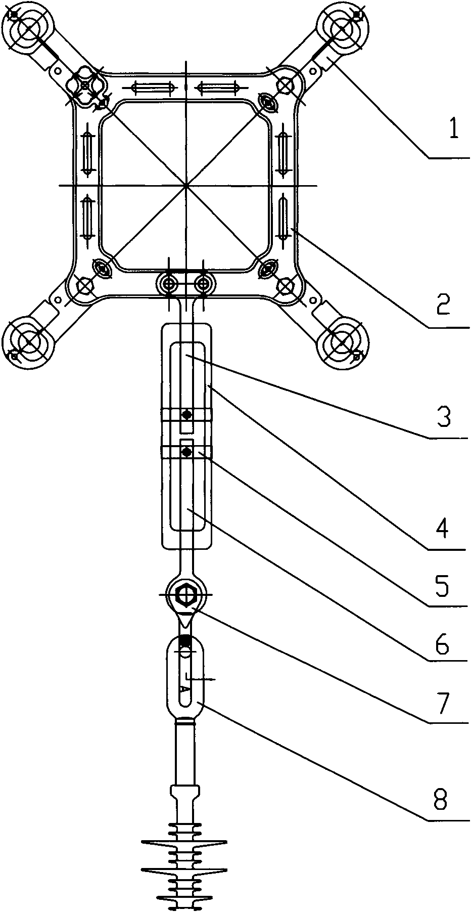 Turn buckle typed steplessly adjustable phase-to-phase spacer bracket