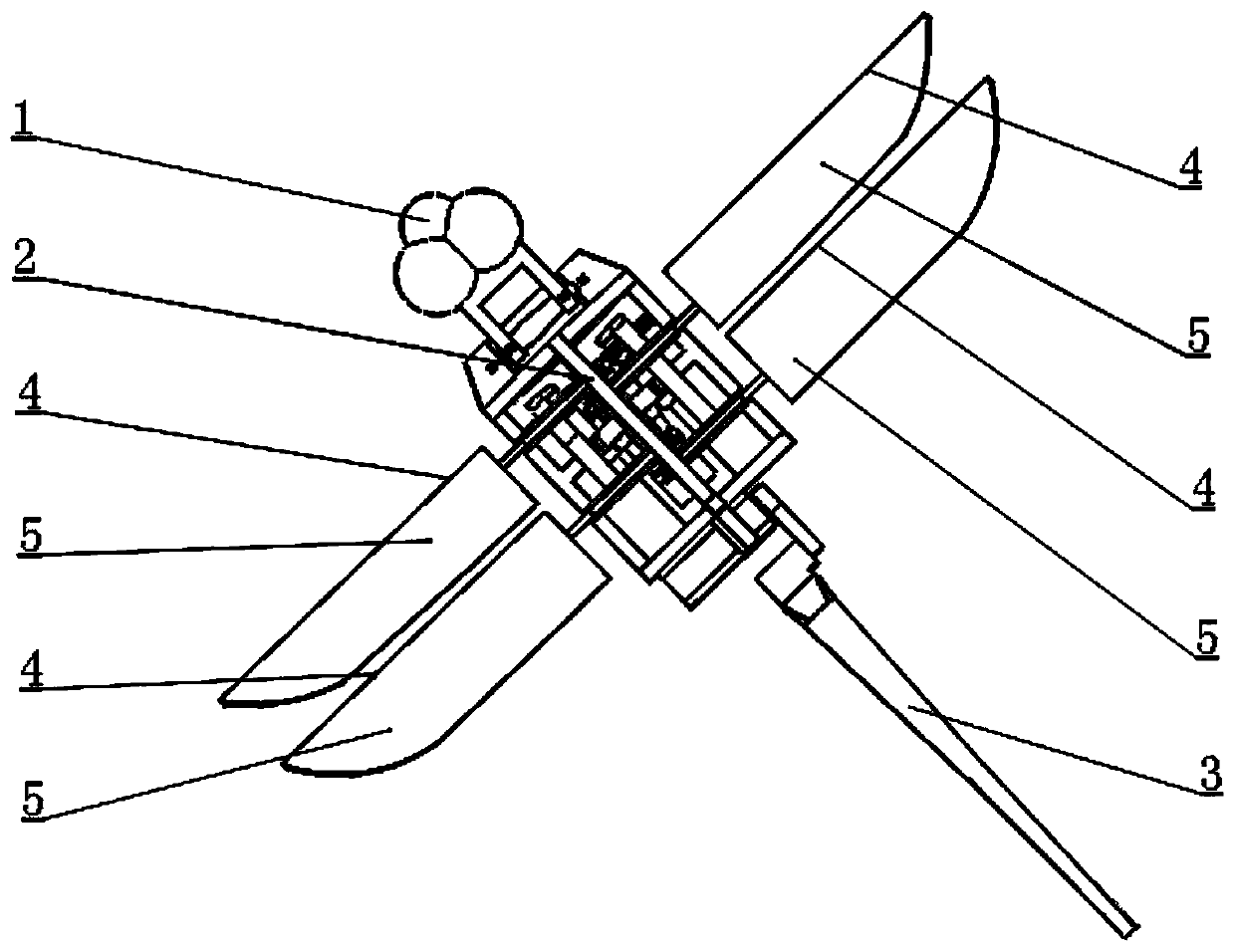 Miniature dragonfly-imitating double-flapping-wing aircraft