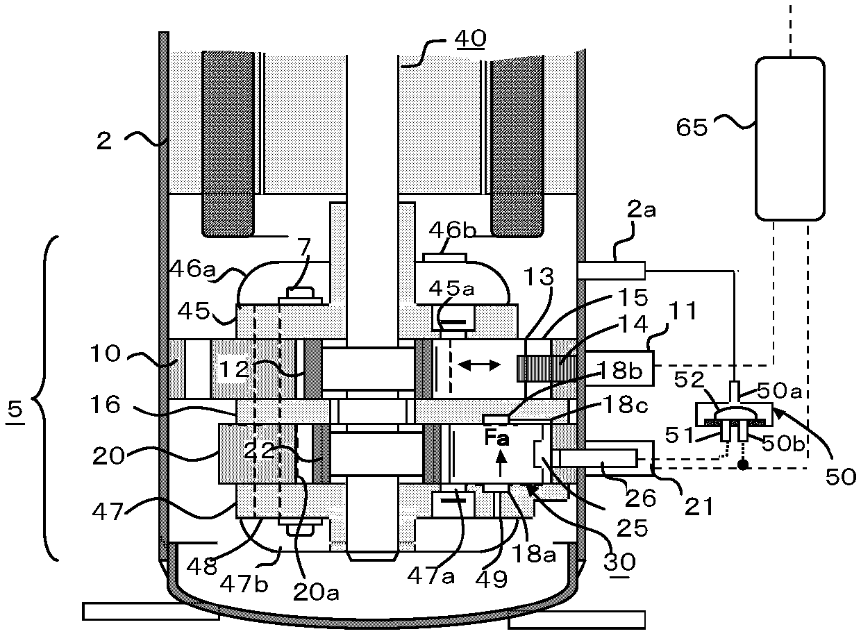 Volume control type rotary compressor and freezing circulation device