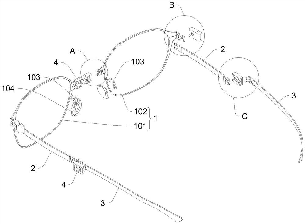 Folding spectacle frame and spectacles