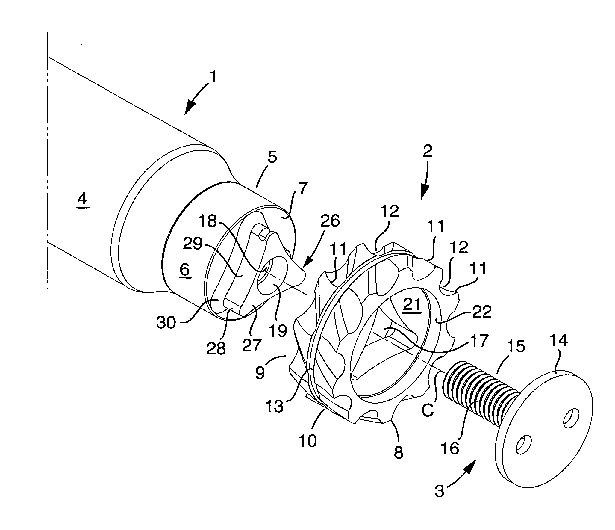 Milling cutter head and a milling cutter tool