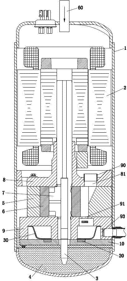 Rotating compressor of low pressure structure in shell