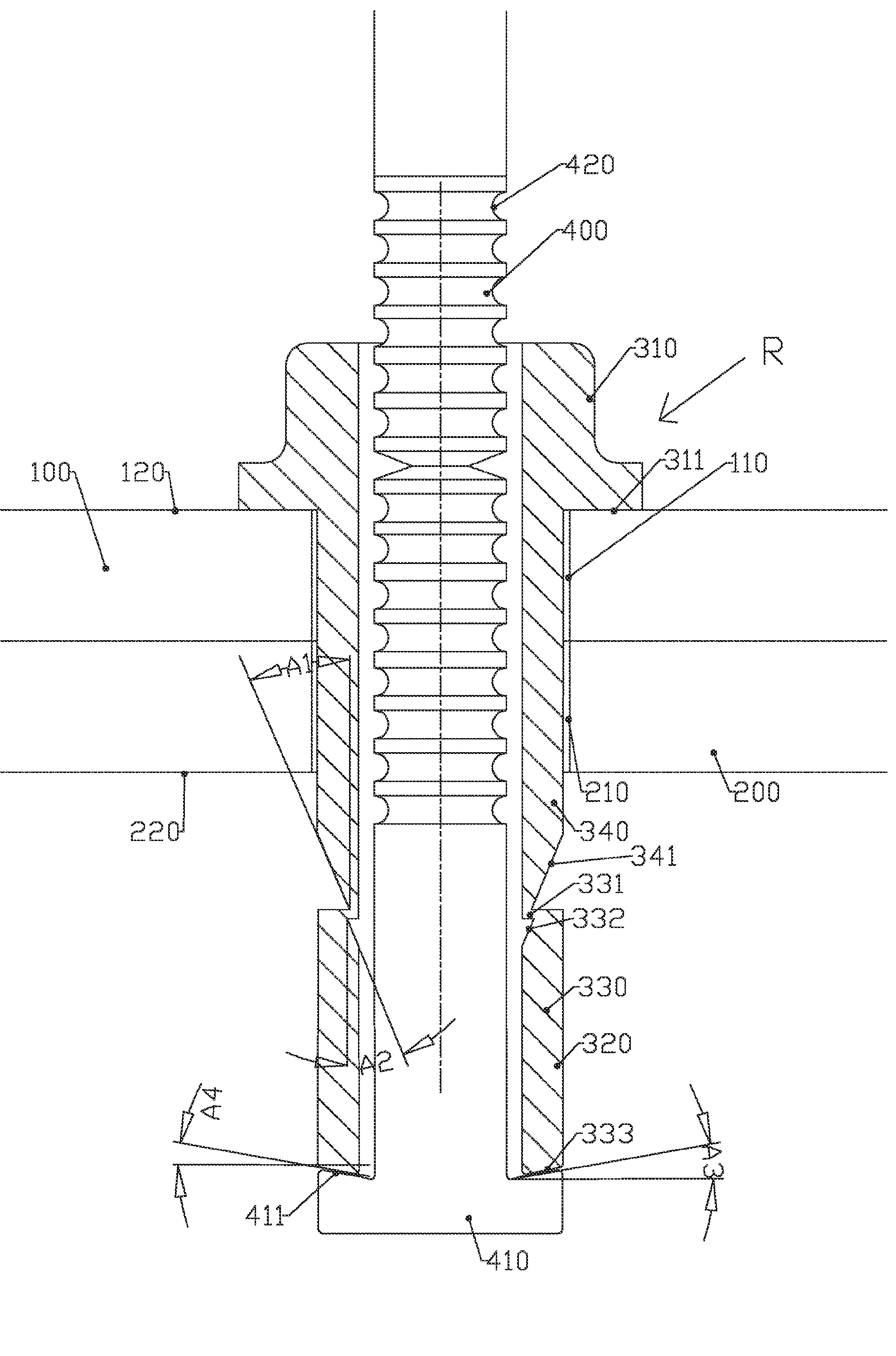 Blind rivet in particular for fixing a structure and method for inserting same