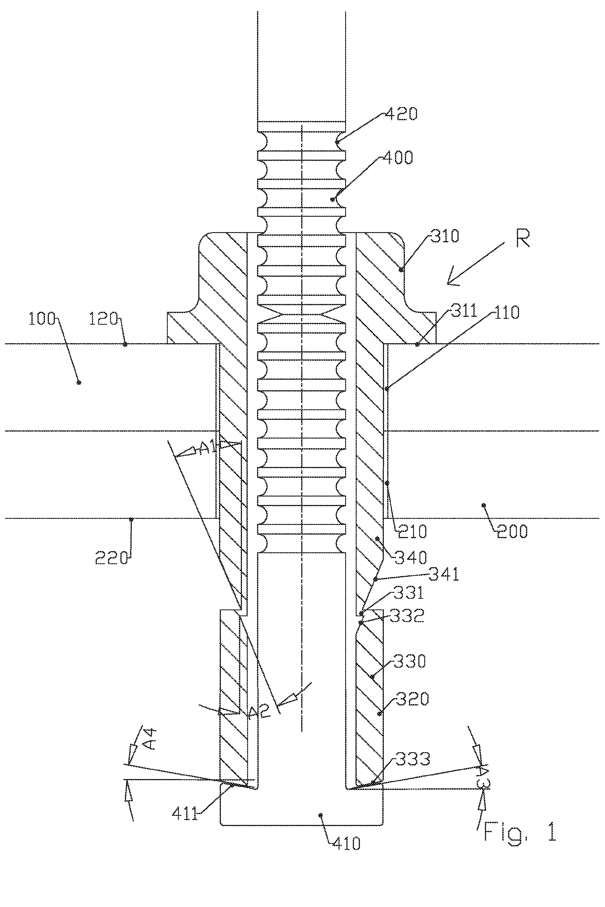 Blind rivet in particular for fixing a structure and method for inserting same