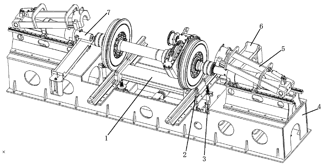 Integral bearing automatic retreating and unloading machine for rail vehicle