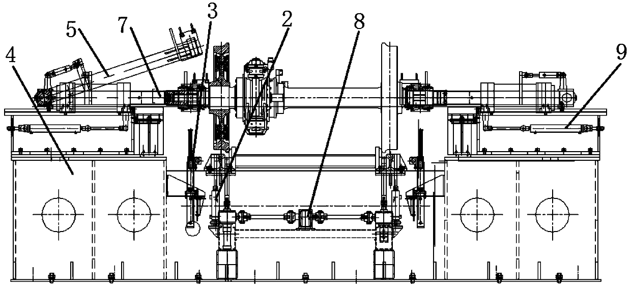 Integral bearing automatic retreating and unloading machine for rail vehicle