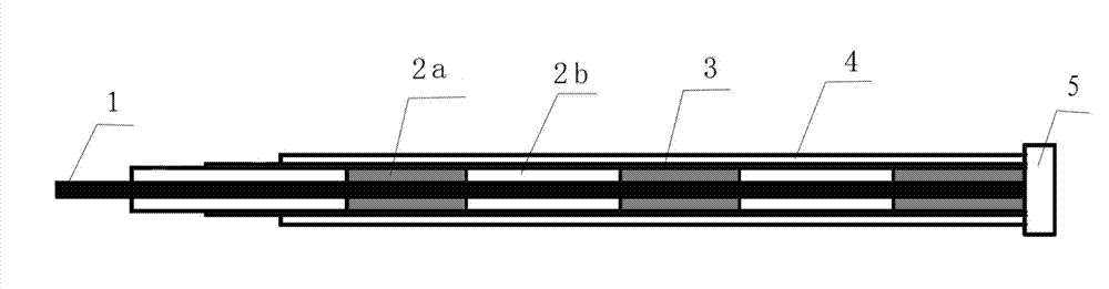 Coaxial strain sensor filled with discontinuous media