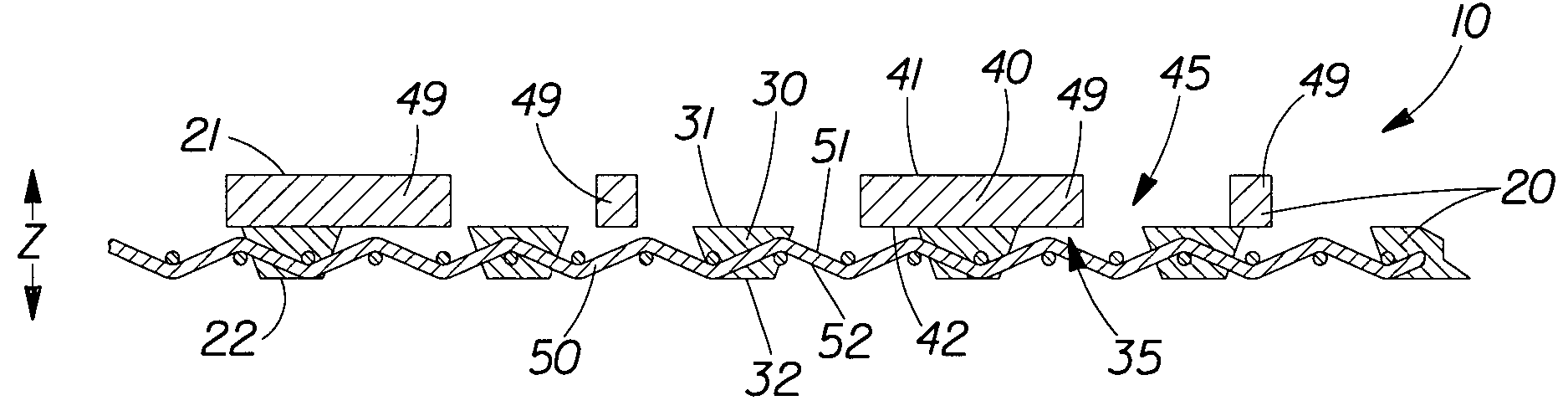 Process for producing a fibrous structure having increased surface area