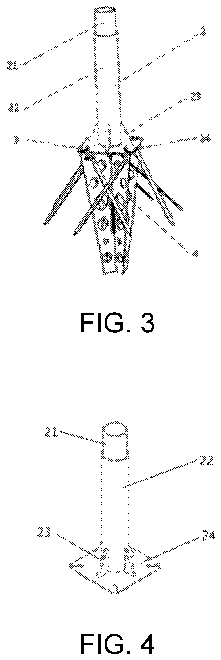 Defrosting machine column fixed support with inclined flat leg