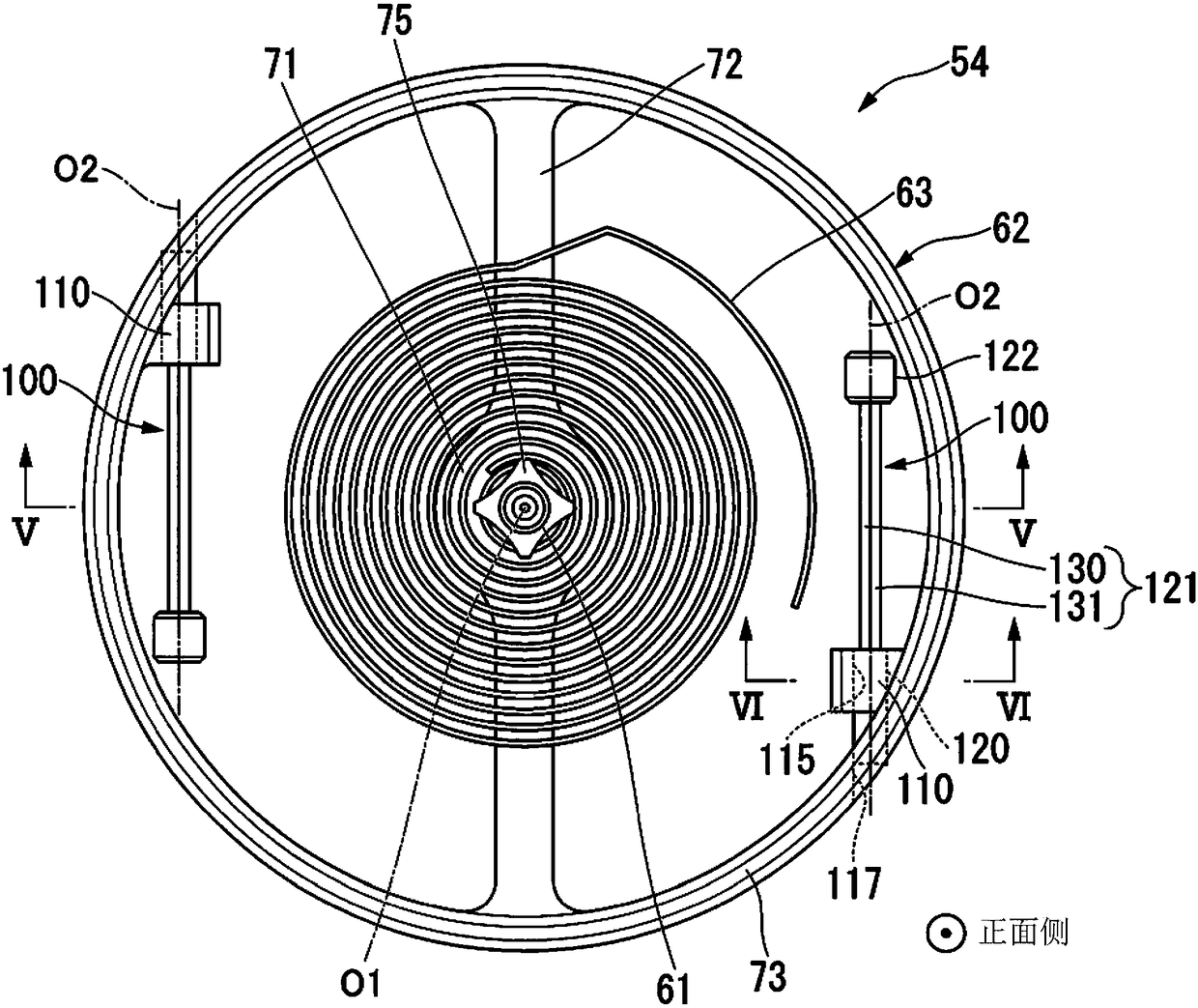 Temperature-compensate-type hair-spring balance wheel, movement, and timepiece