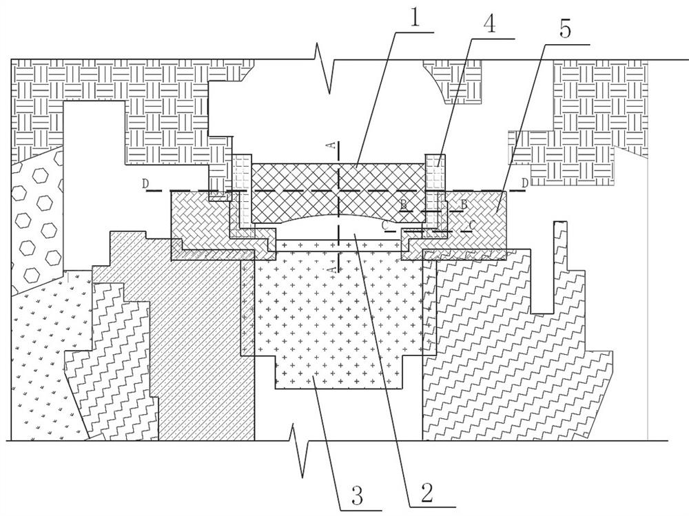 Multi-span height difference foundation slab structure and construction method thereof