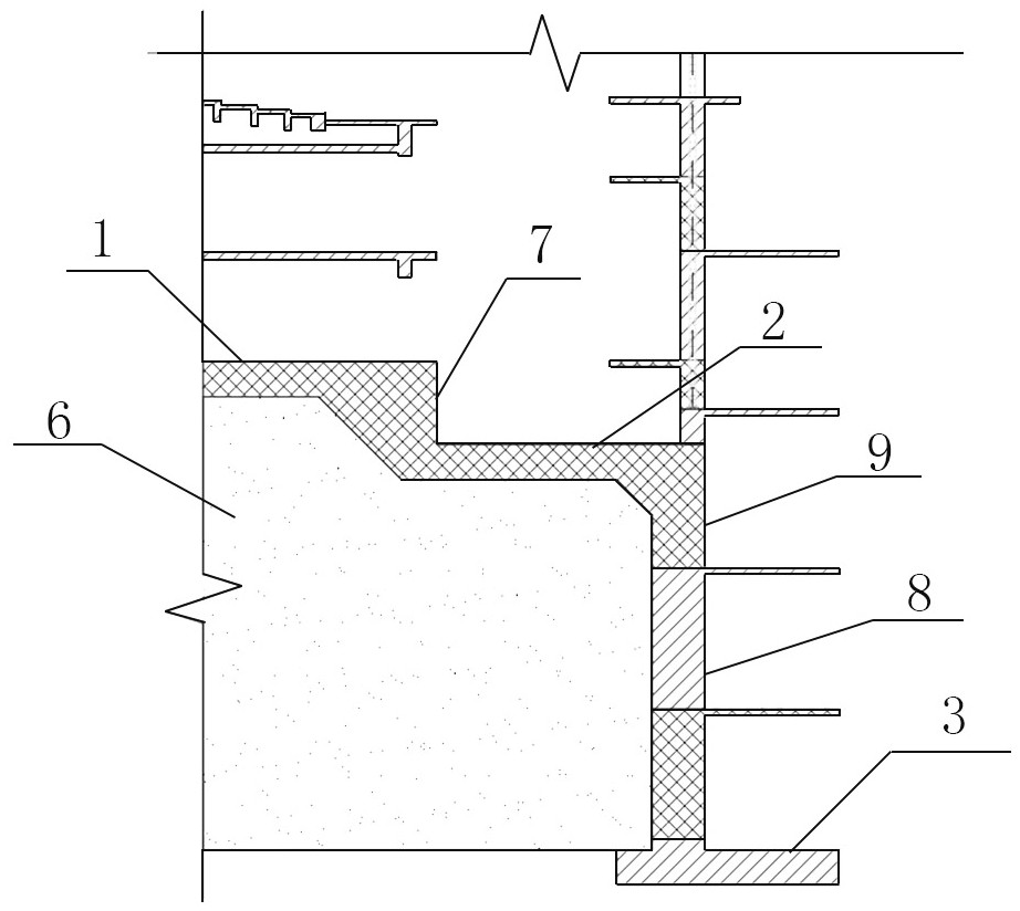 Multi-span height difference foundation slab structure and construction method thereof
