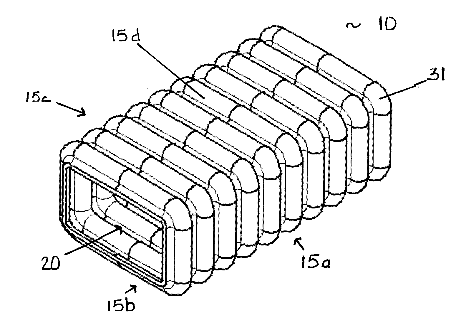 Corrugated tubular energy absorbing structure