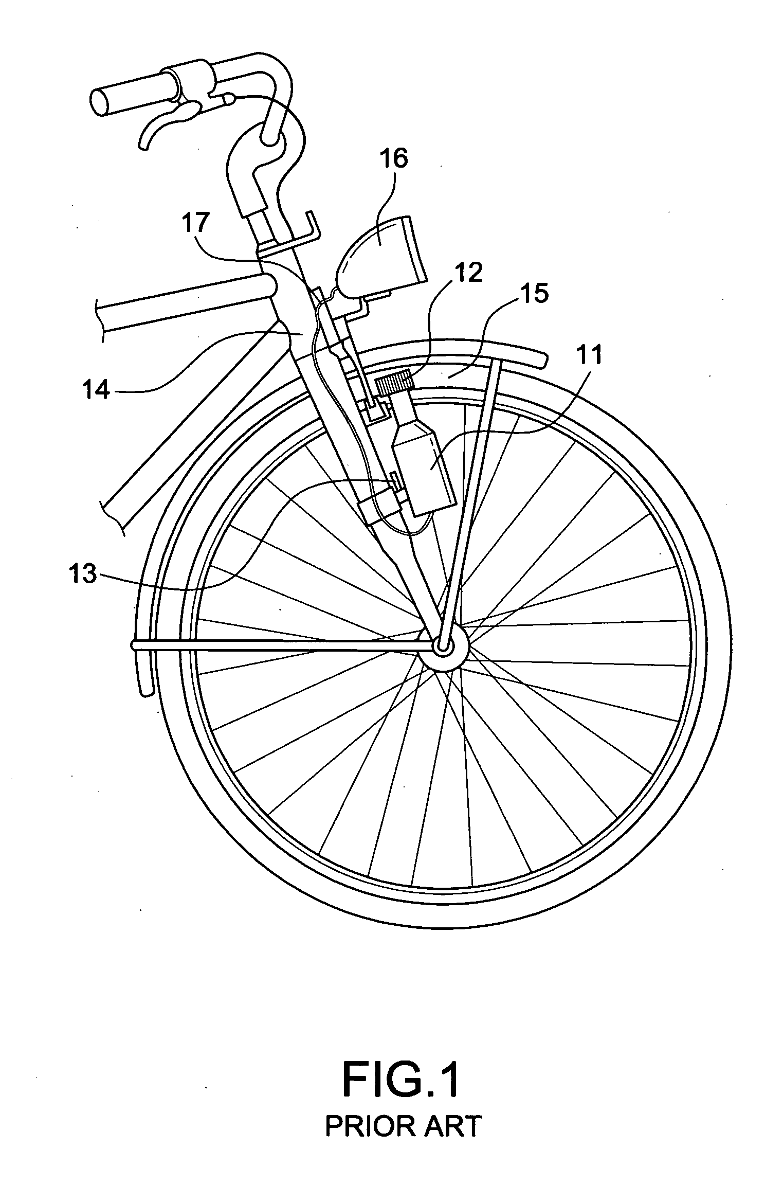 Combined device for power generation and illumination mounted on the wheel axle of a bicycle