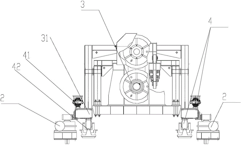 Ring cooling machine transmission device with automatic deviation rectifying function