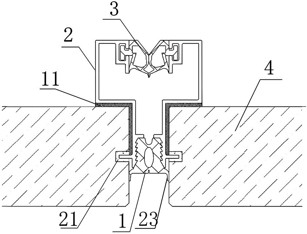 Slotted stone curtain wall sealing system, curtain wall system and construction method for same