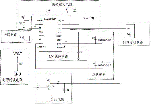 Wireless remote control broadband decoding chip with drive function and application circuit thereof