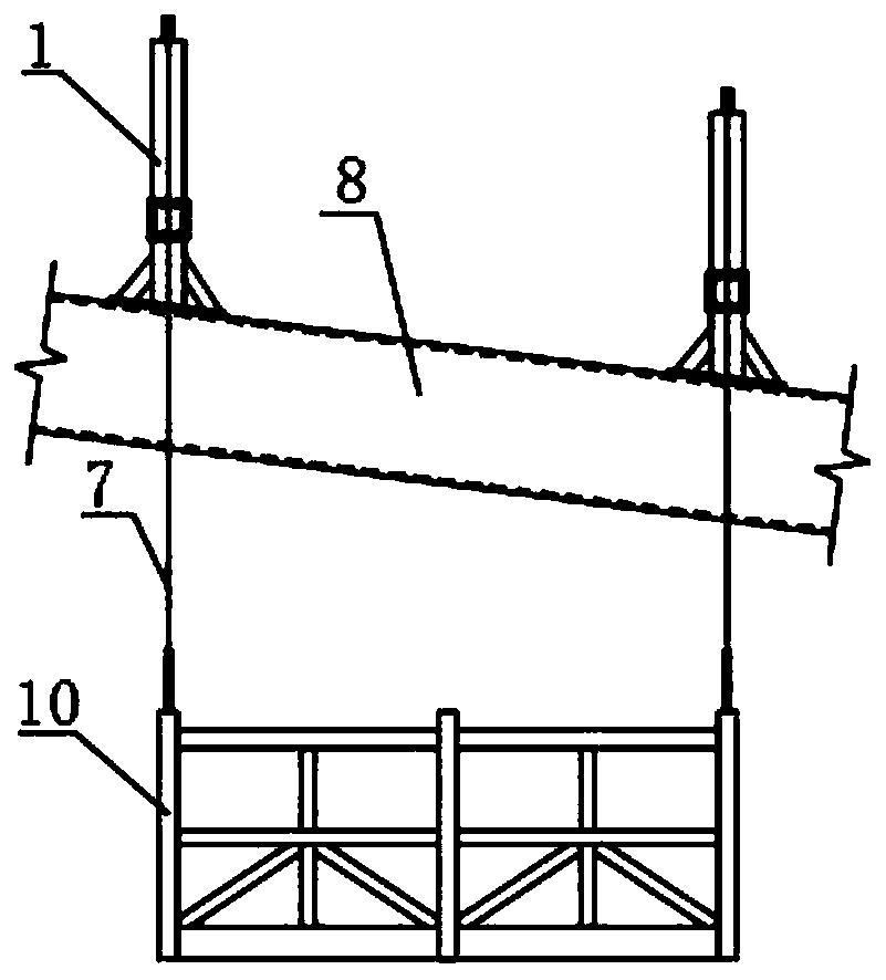 Hanging basket hanging mechanism for steel structure oblique beam and construction method of hanging basket hanging mechanism