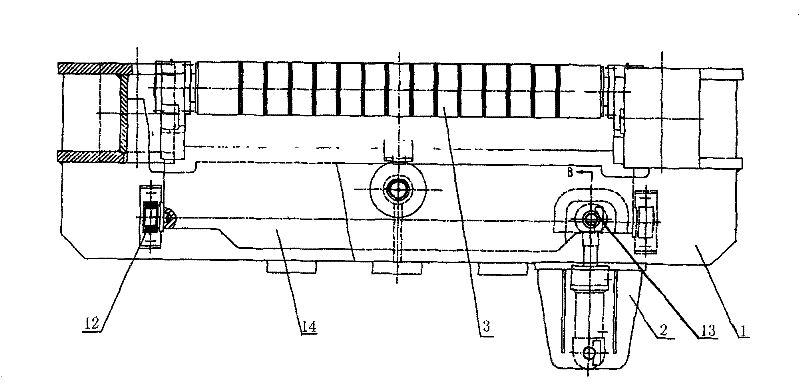 Adjusting device for correcting deviation of steel band by adjusting feeding shaft