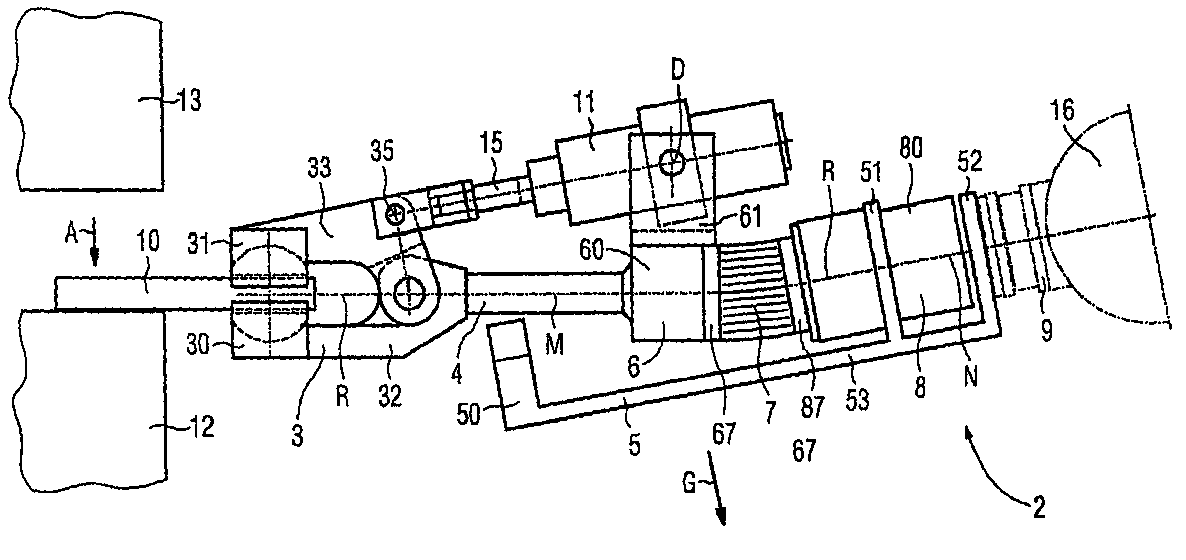 Device for handling a workpiece during a shaping process