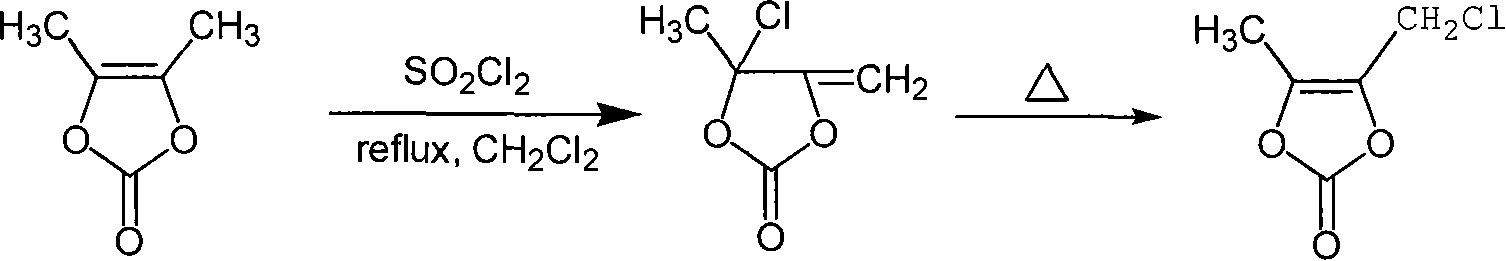 Chemosynthesis method of 4-chloromethyl-5-methyl-1,3-dioxy heterocyclic pentene-2-ketone